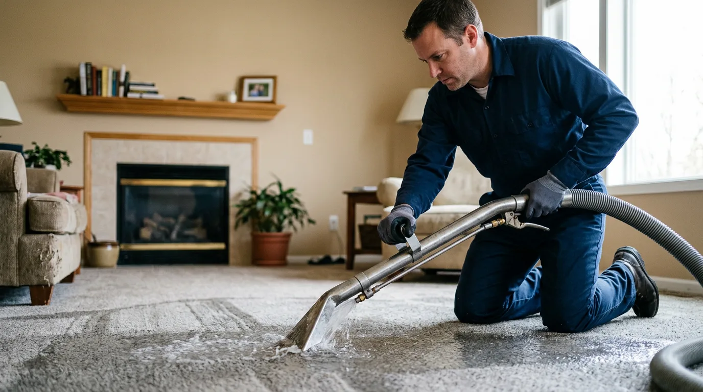 Water damage restoration technician working near Byron, NY
